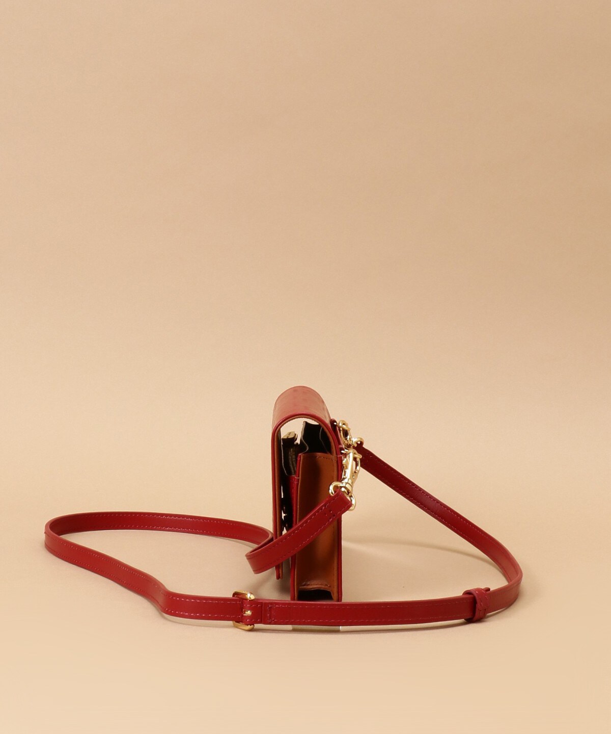 クロスロゴ型押しデザイン ウォレットショルダー(FREE レッド