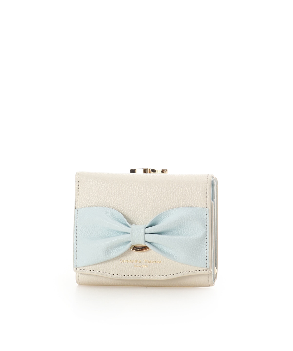 バイカラーリボンモチーフ口金折財布