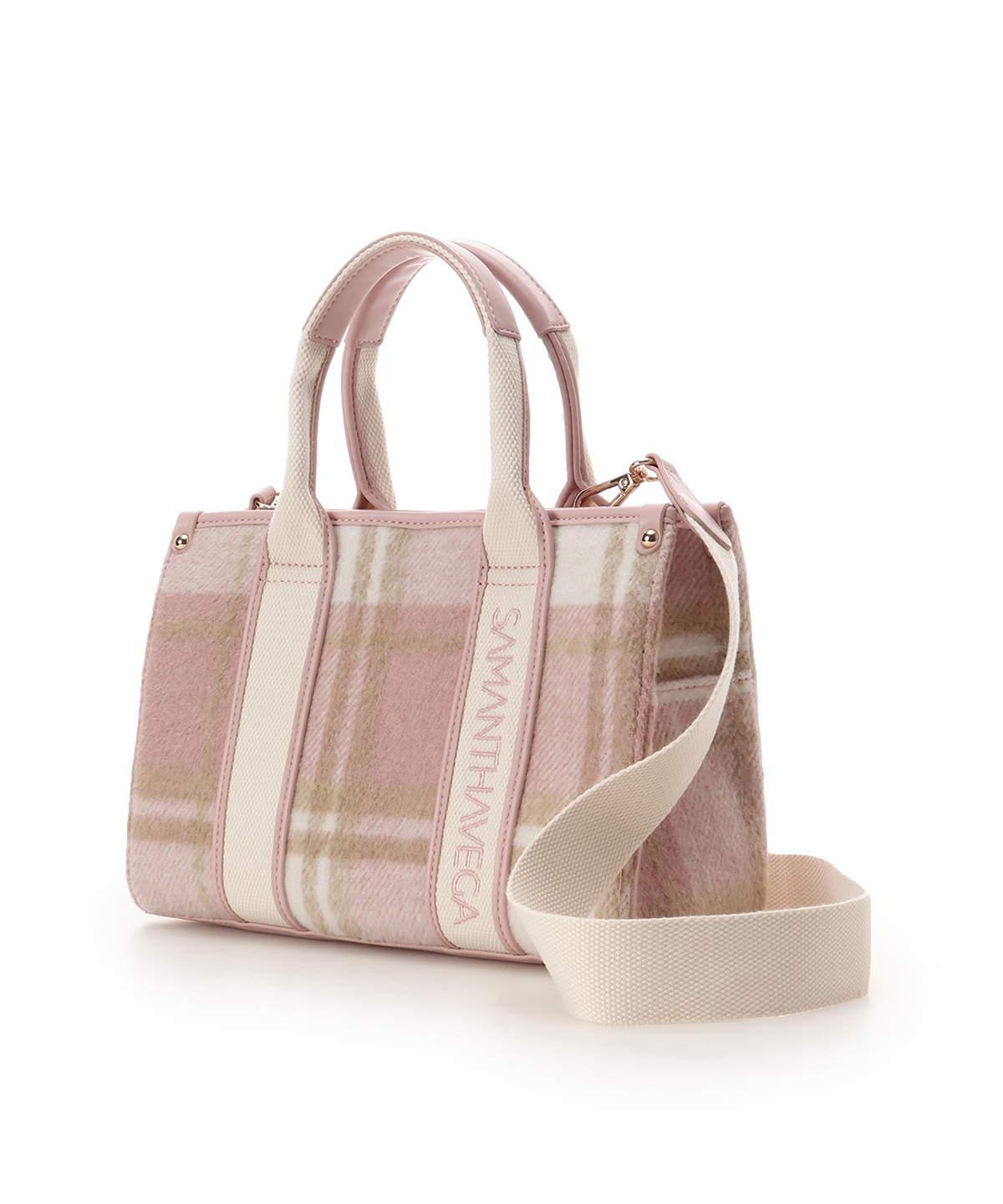 ロゴテープチェックハンドバッグ