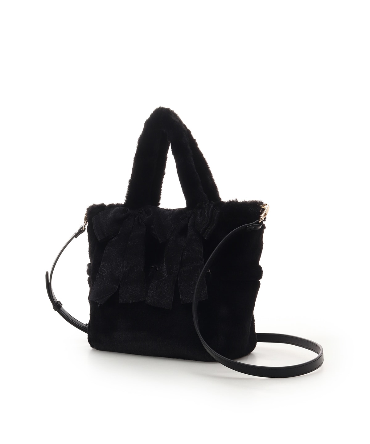 シフォンリボンファーハンドバッグ