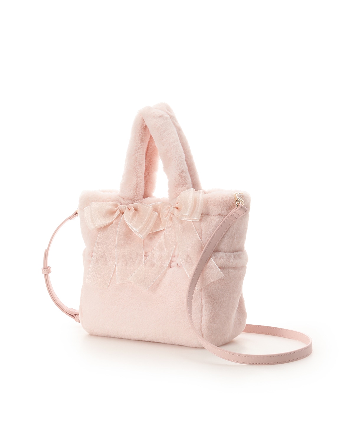 シフォンリボンファーハンドバッグ