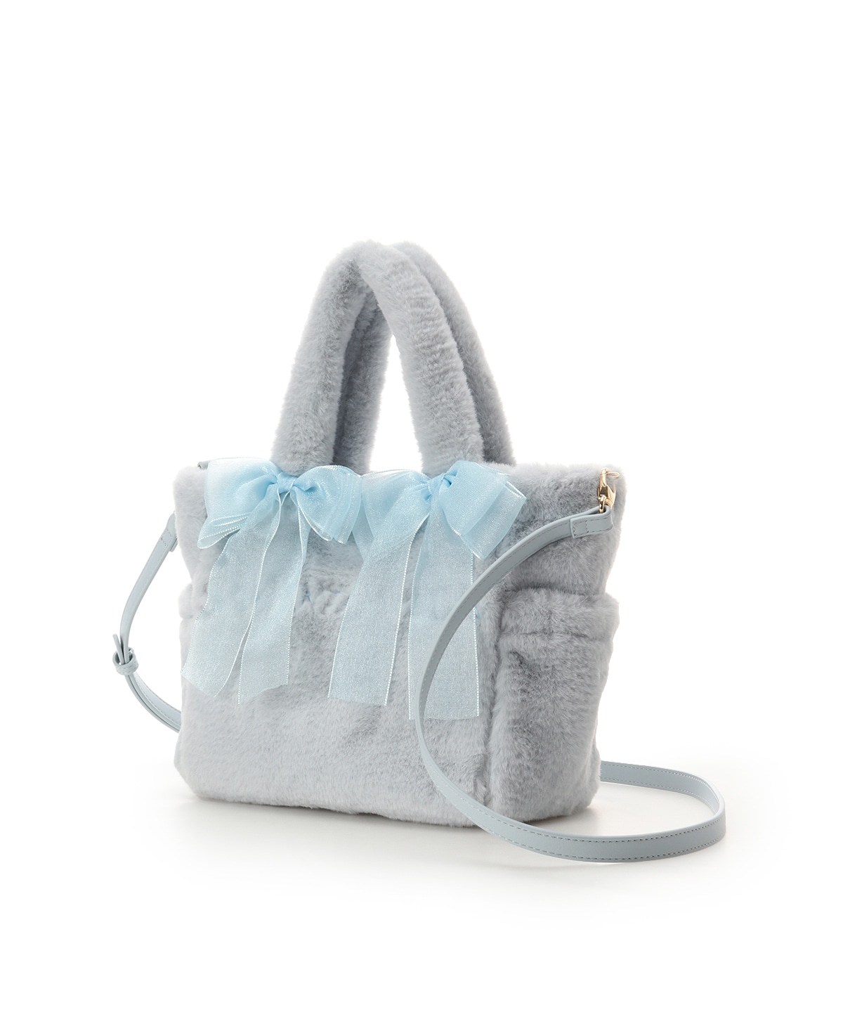 シフォンリボンファーハンドバッグ