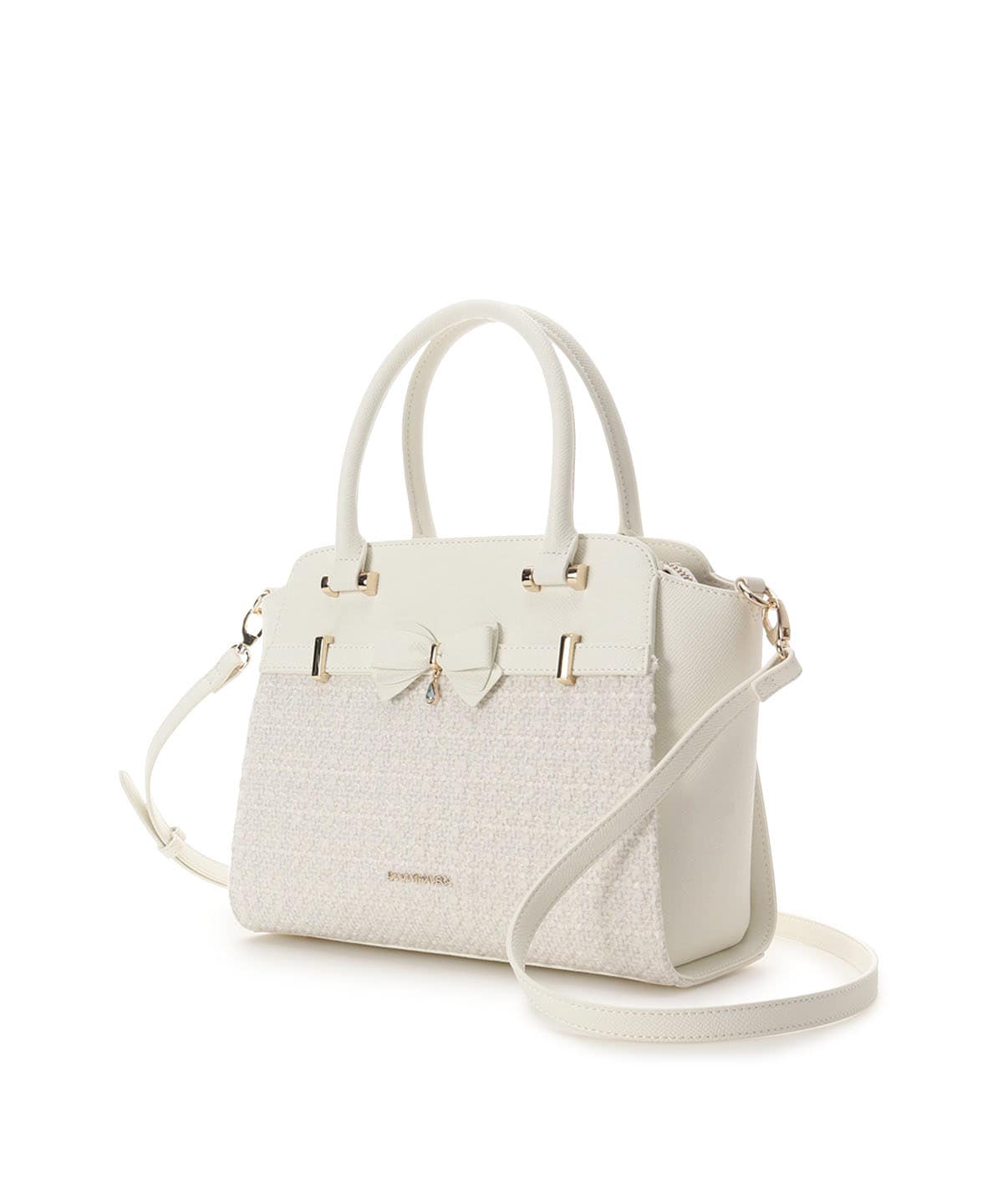 ラメツイードアクセントリボンハンドバッグ