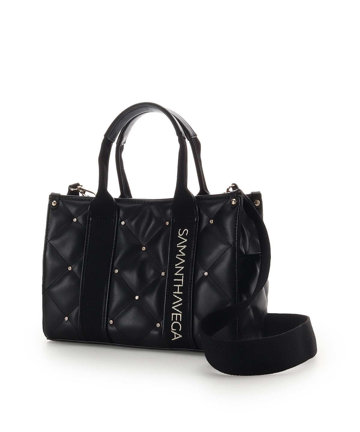 ロゴテープビジューハンドバッグ