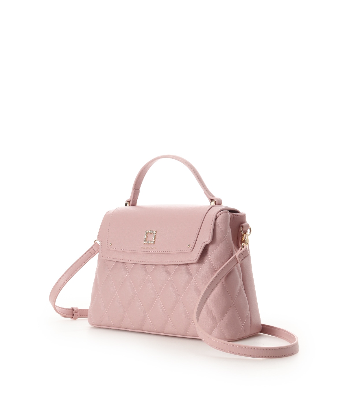 スクエアビジューキルトフラップハンドバッグ