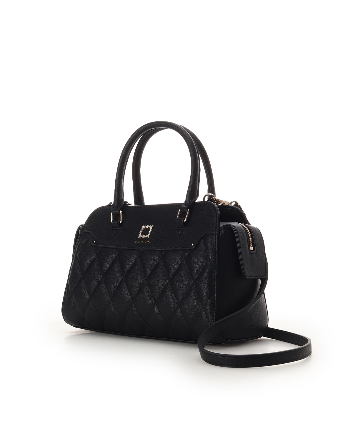 スクエアビジューキルトハンドバッグ