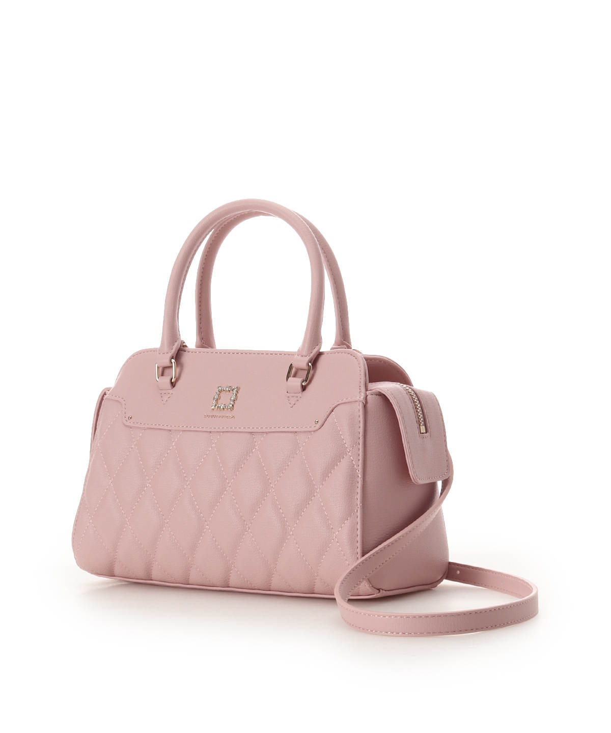 スクエアビジューキルトハンドバッグ