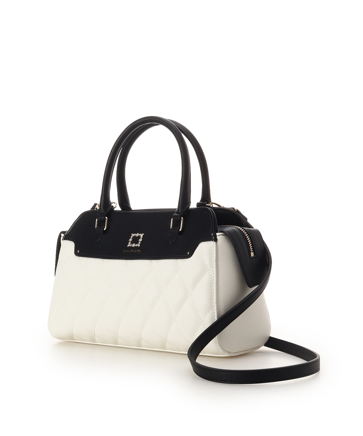 スクエアビジューキルトハンドバッグ