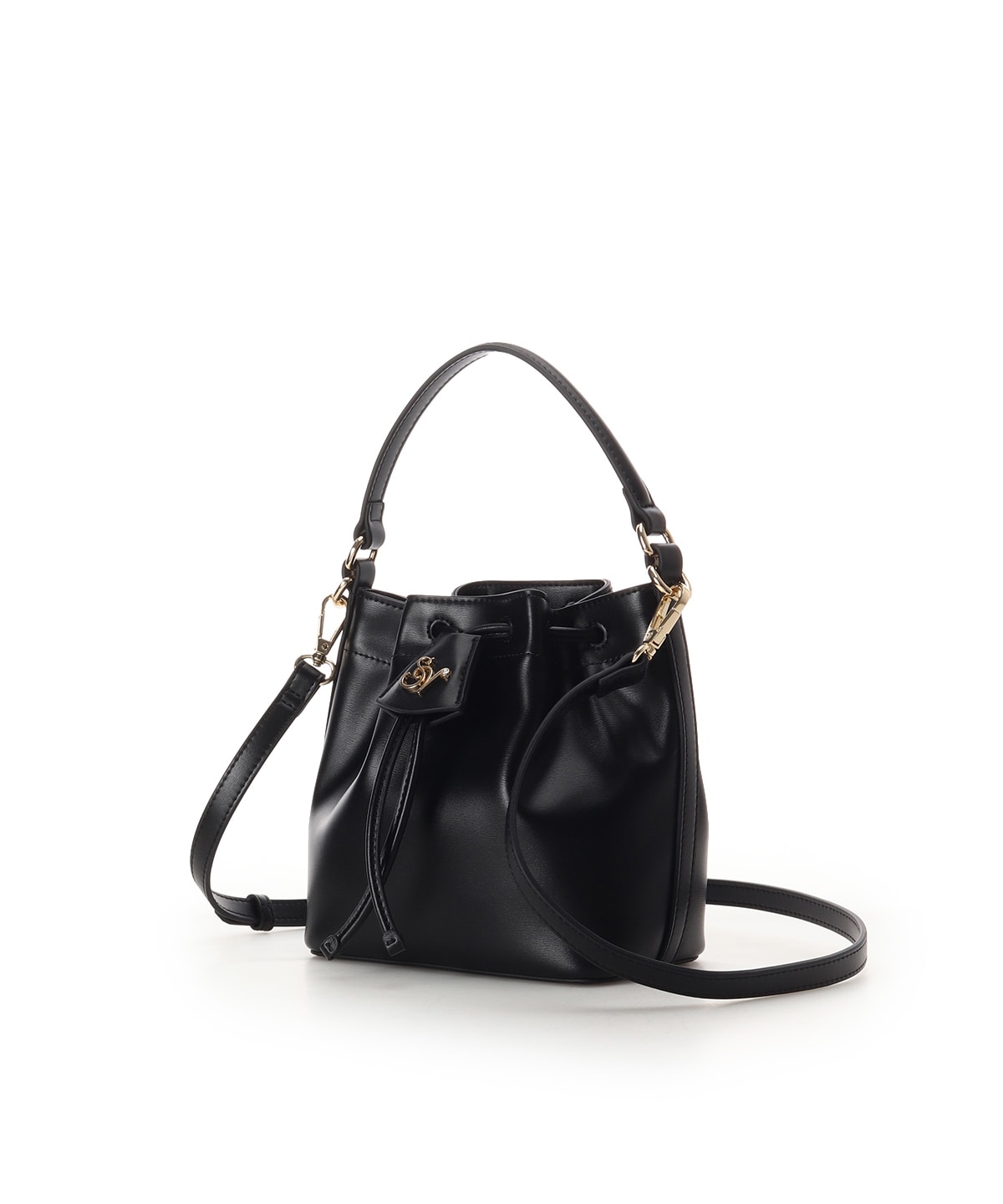 ロゴ金具巾着バッグ