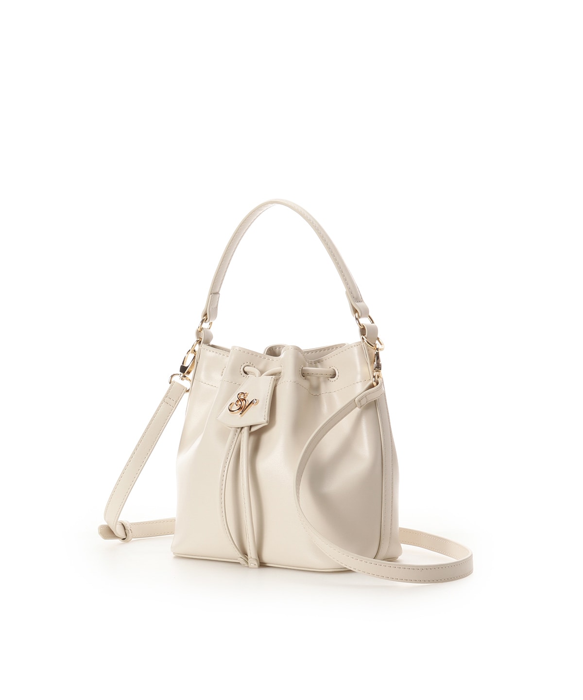 ロゴ金具巾着バッグ