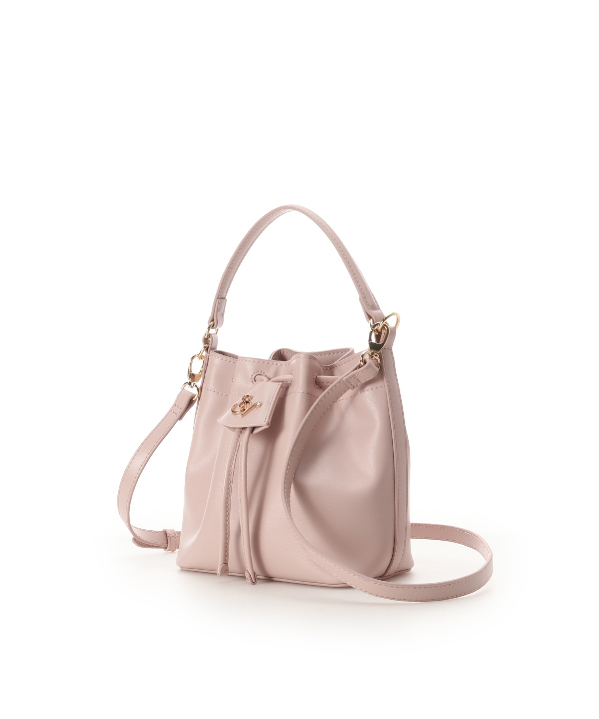 ロゴ金具巾着バッグ