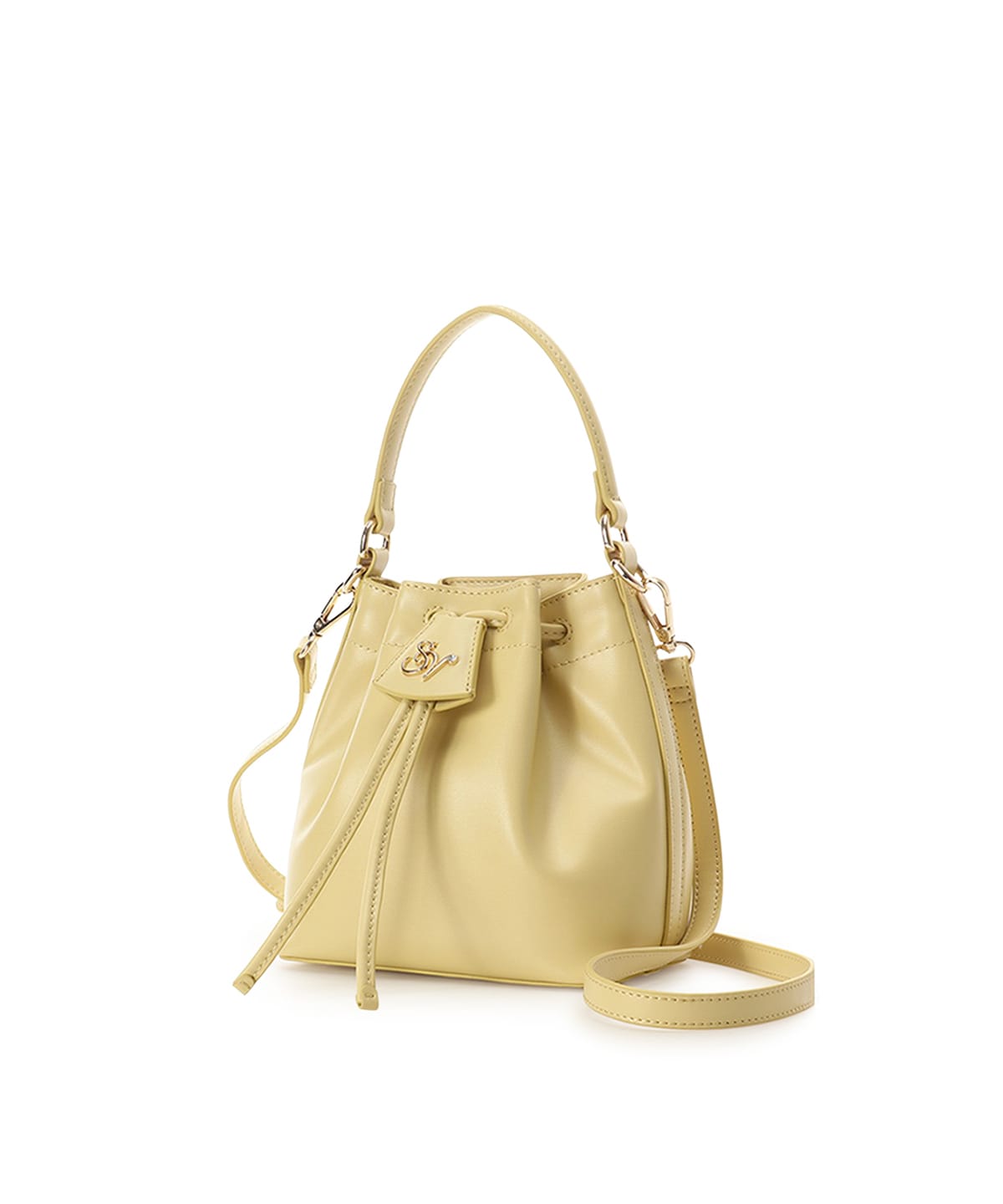 ロゴ金具巾着バッグ