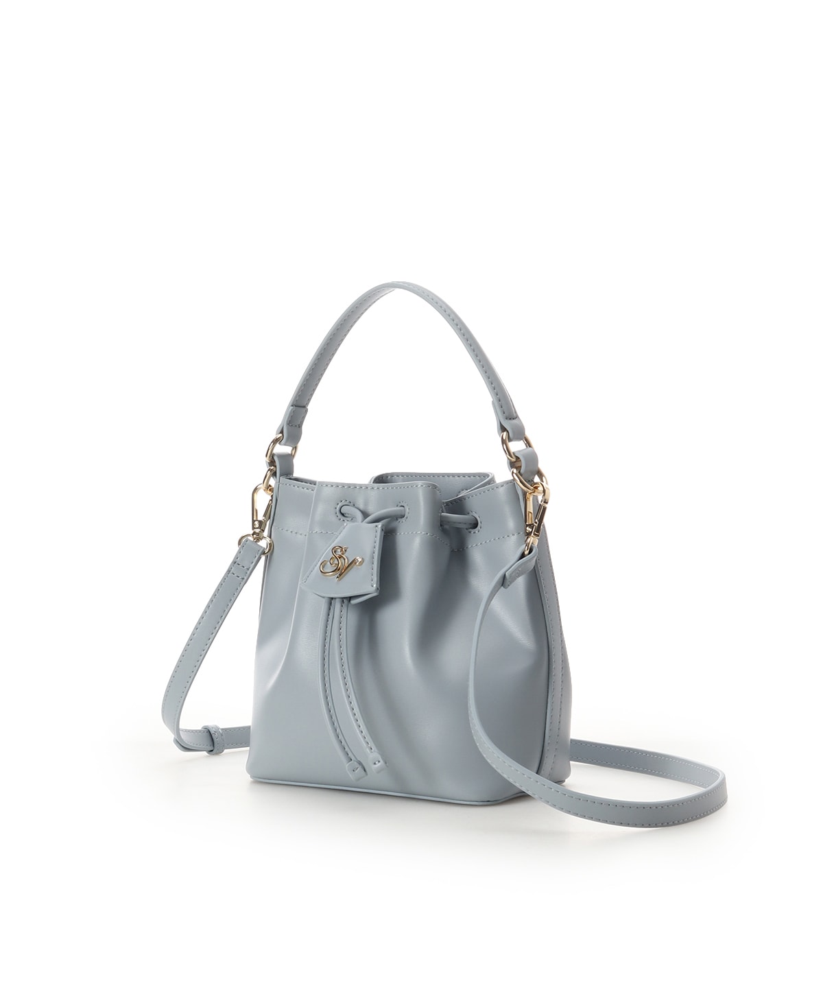 ロゴ金具巾着バッグ