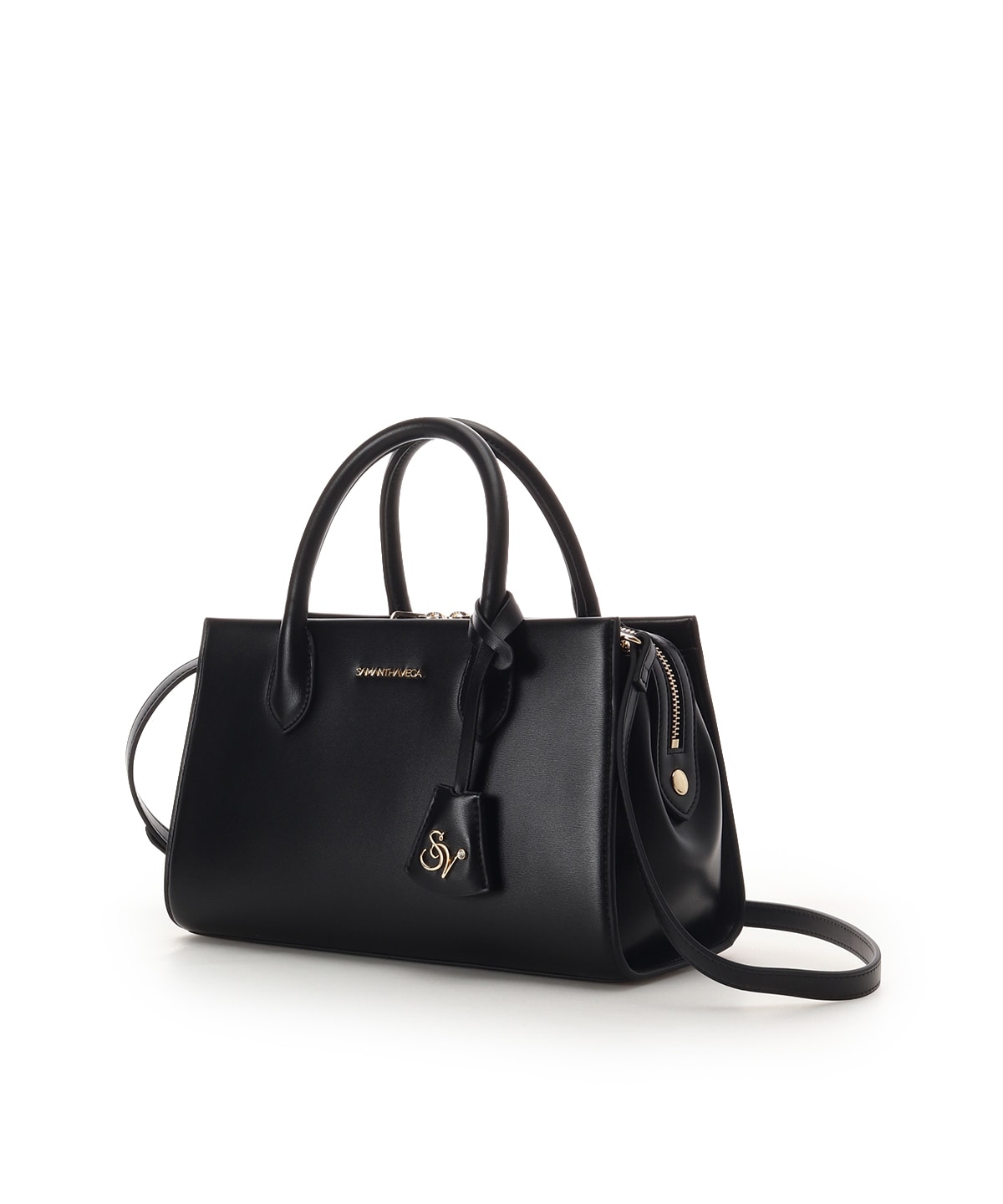 ロゴ金具ハンドバッグ