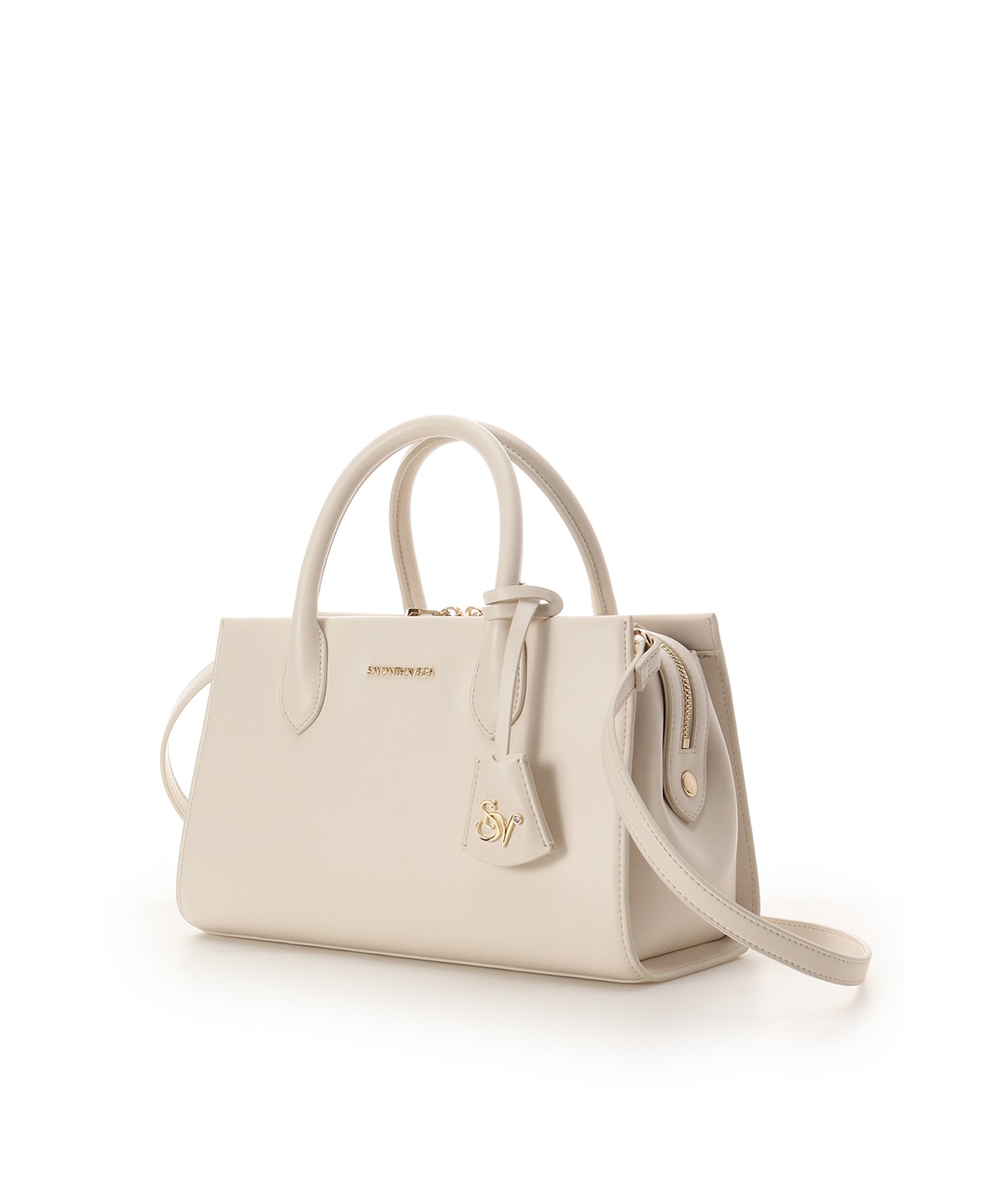 ロゴ金具ハンドバッグ