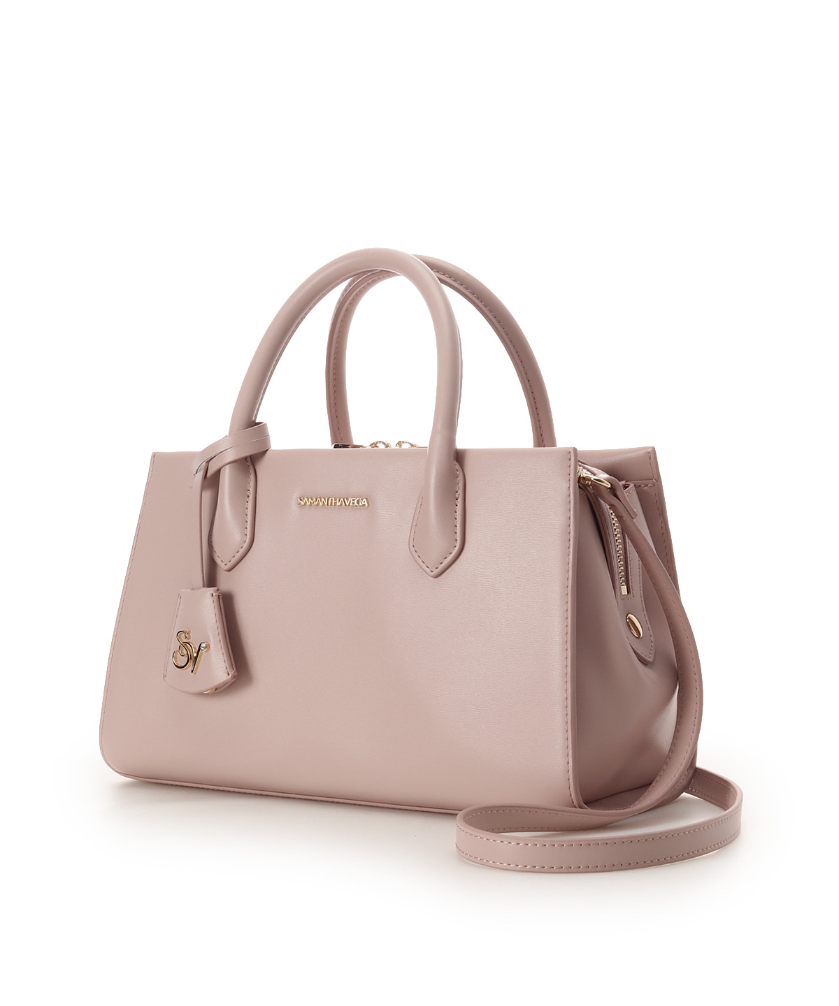 ロゴ金具ハンドバッグ