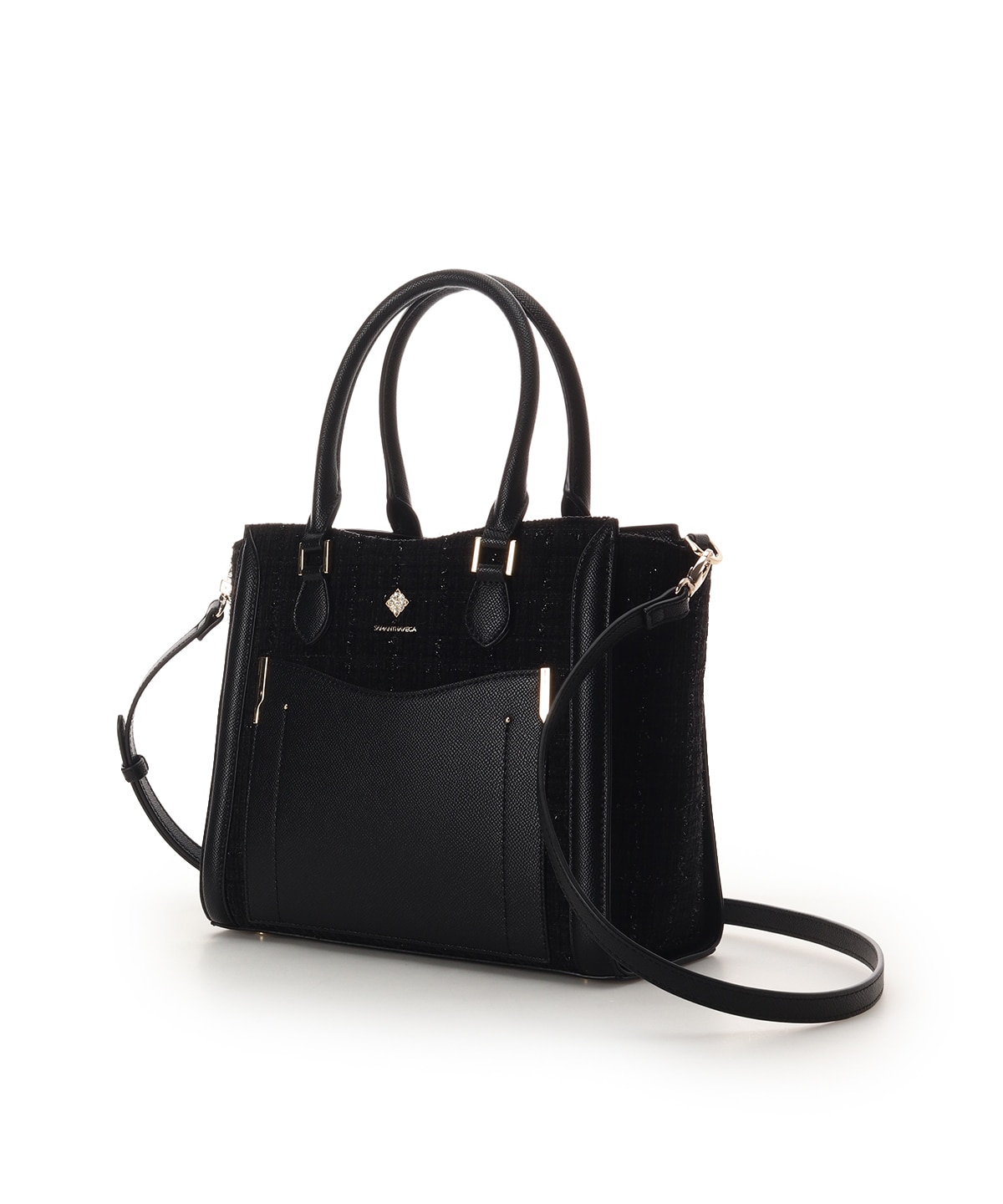 新色ツイードダイヤカットハンドバッグ