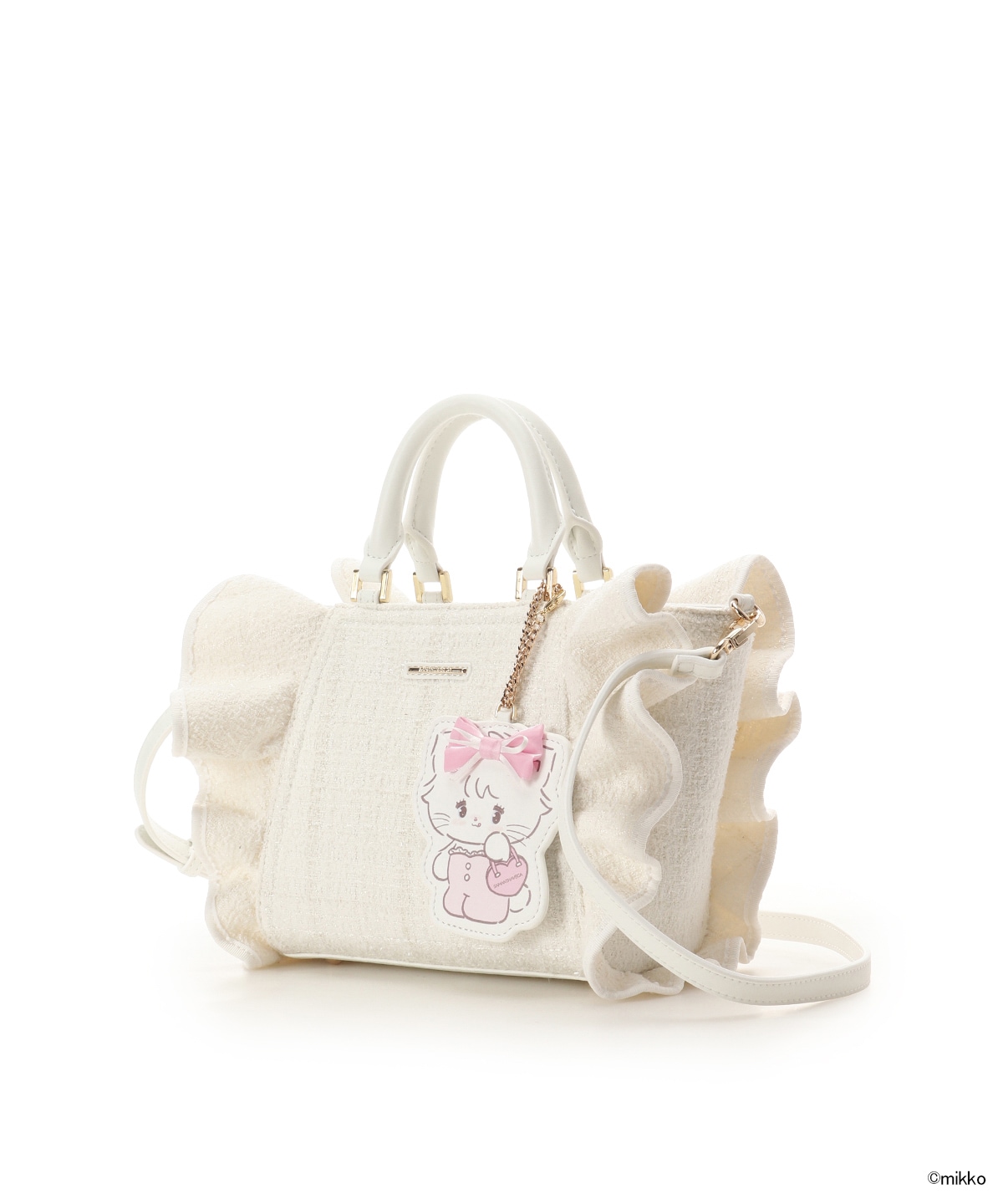 Lil ala mode×SAMANTHAVEGAコレクション ツイードフリルハンドバッグ