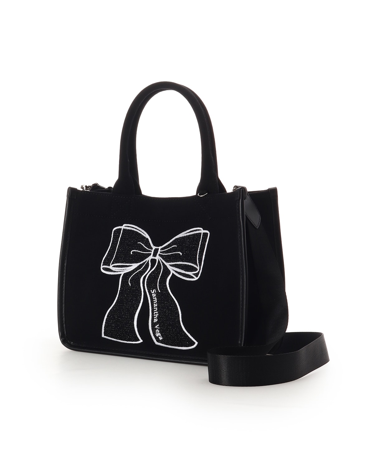 リボン刺繍ハンドバッグ