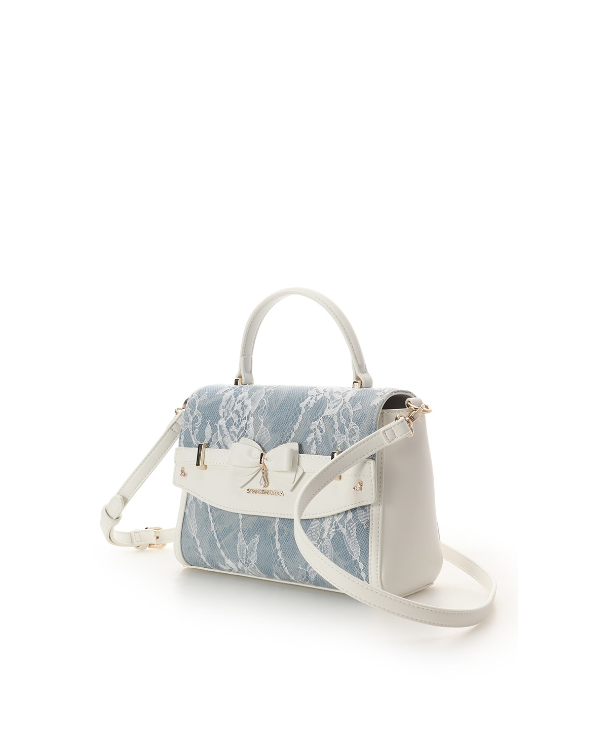 デニム調アクセントリボンショルダーバッグ