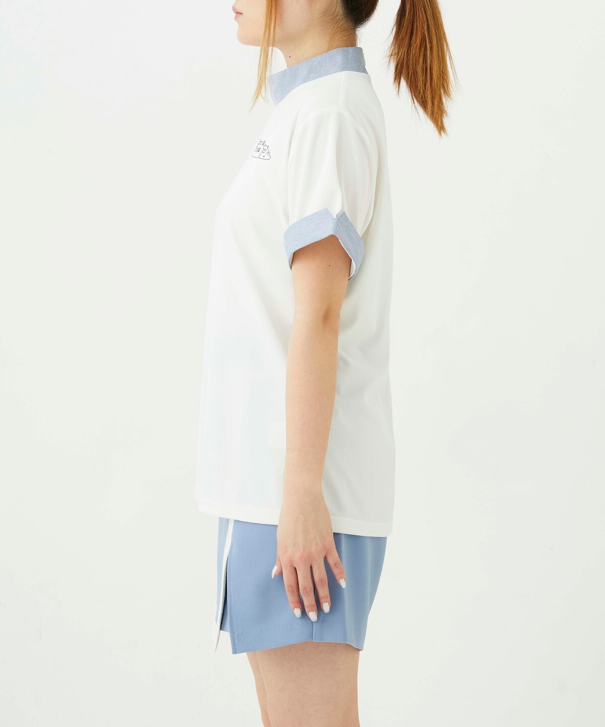 半袖モックネック