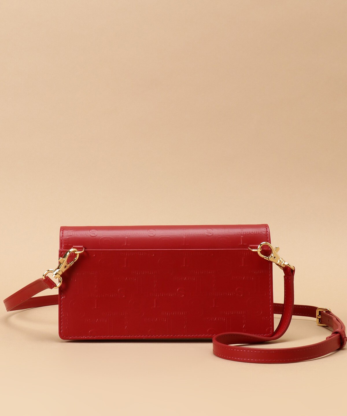 クロスロゴ型押しデザイン ウォレットショルダー(FREE レッド