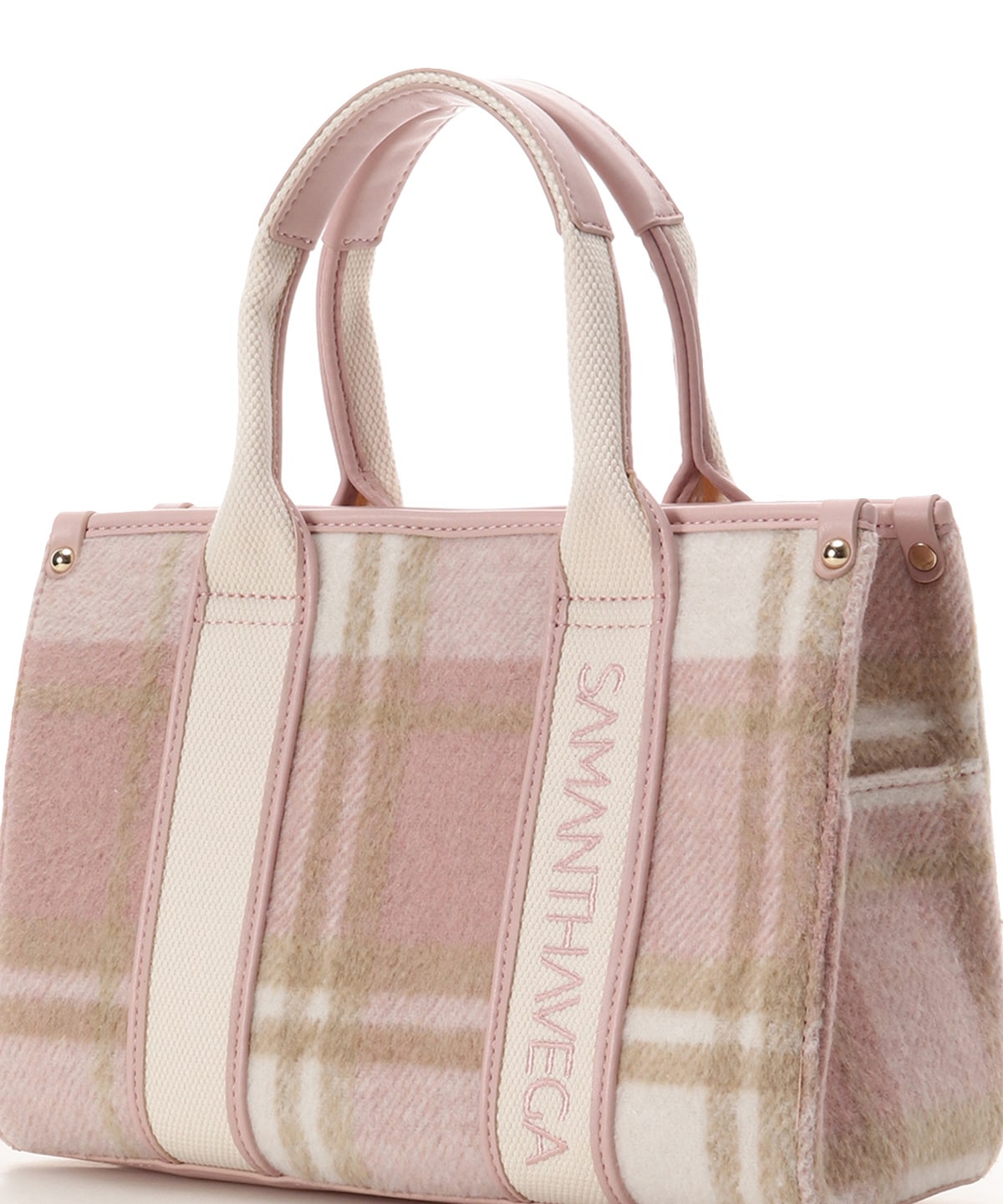 ロゴテープチェックハンドバッグ