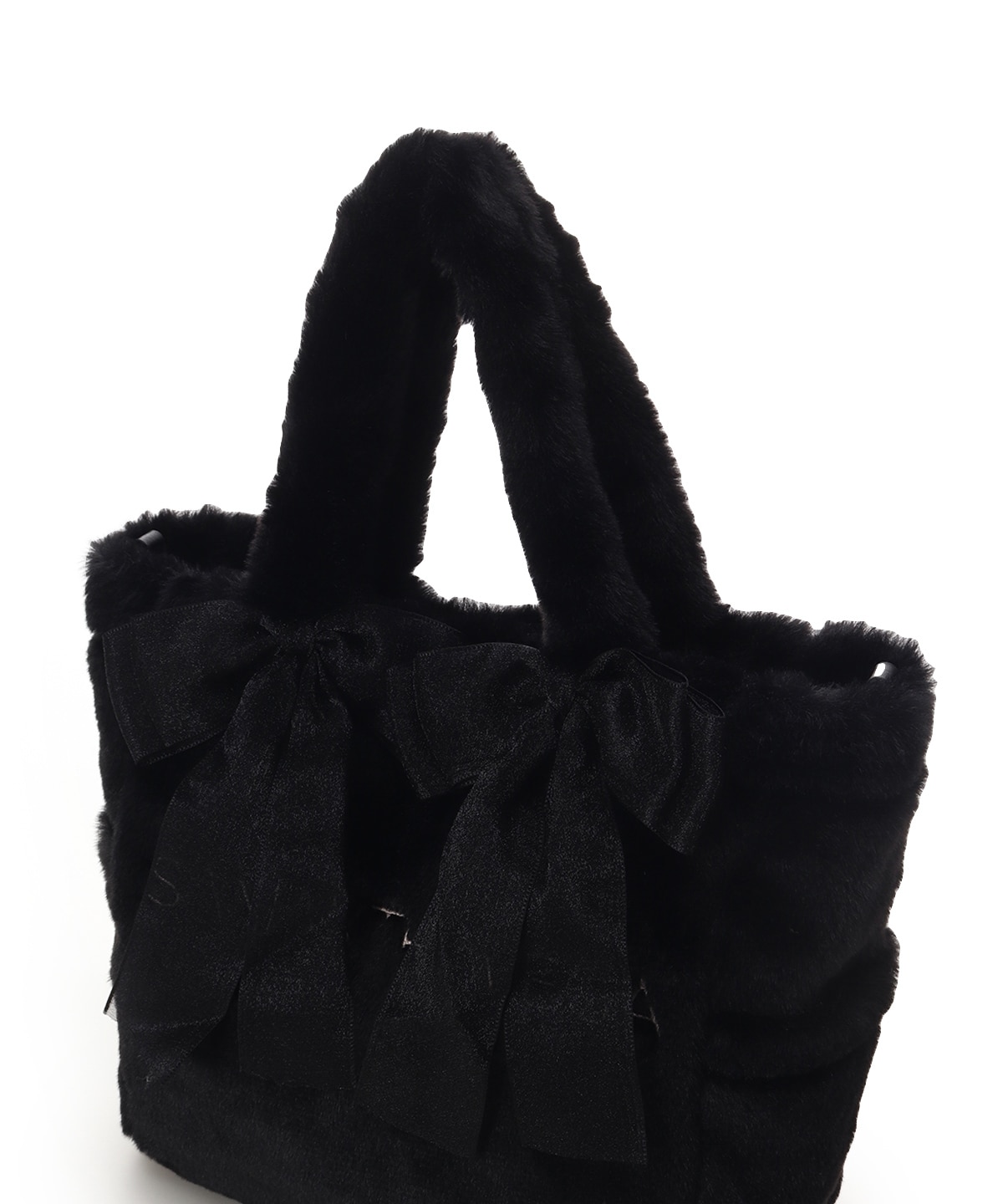 シフォンリボンファーハンドバッグ