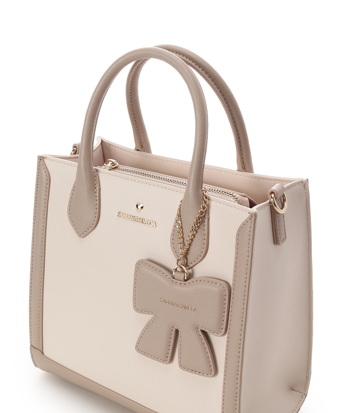 リボンチャーム付きスクエアバッグ