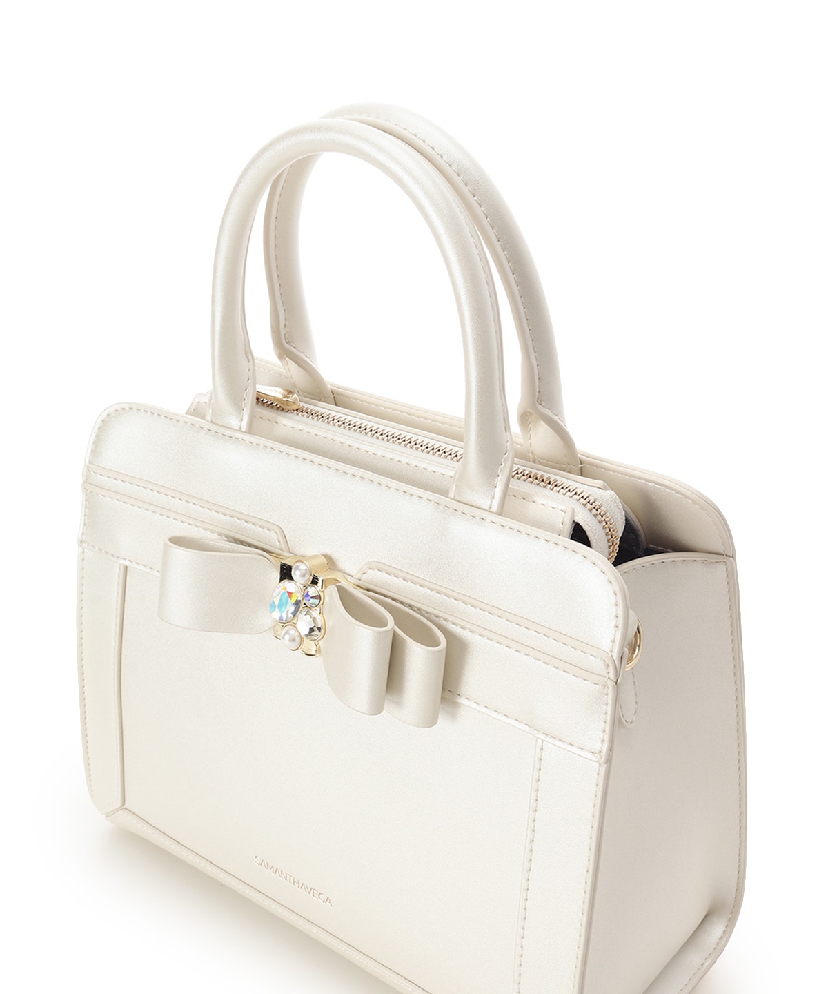 [Holiday Collection]パールカラージュエルリボンハンドバッグ