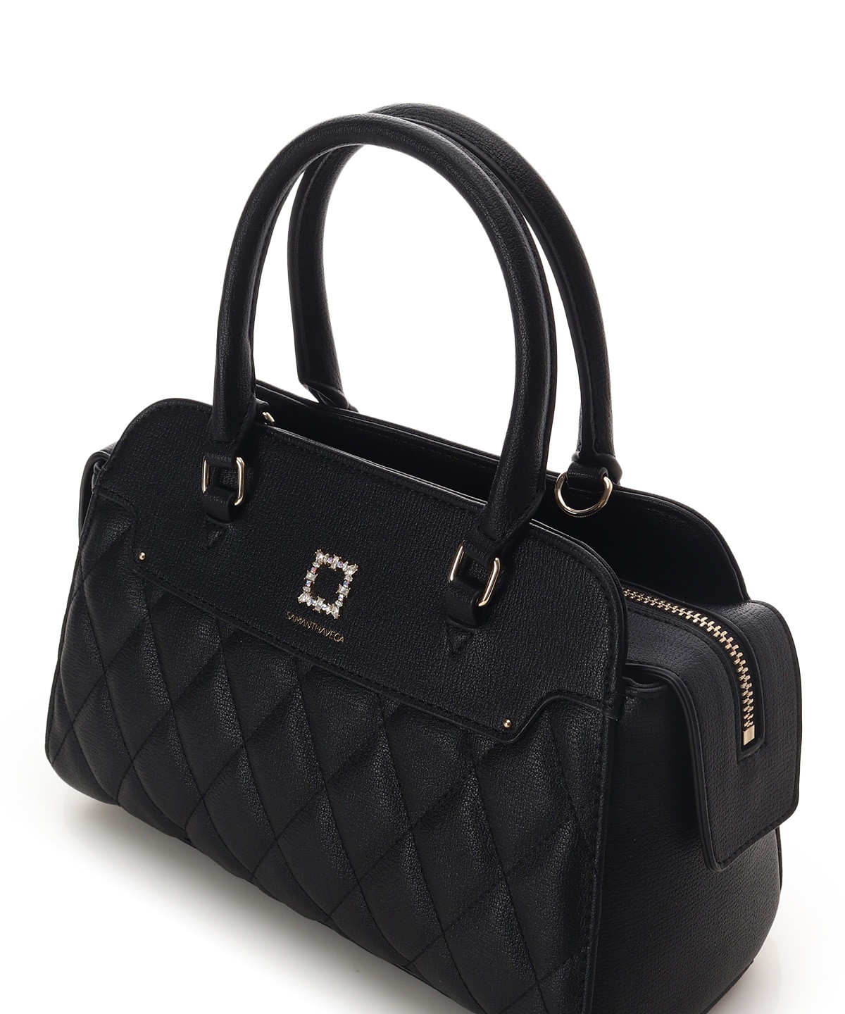 スクエアビジューキルトハンドバッグ