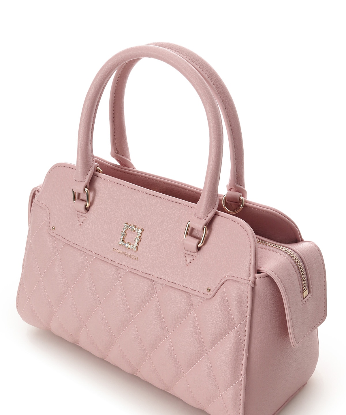 スクエアビジューキルトハンドバッグ