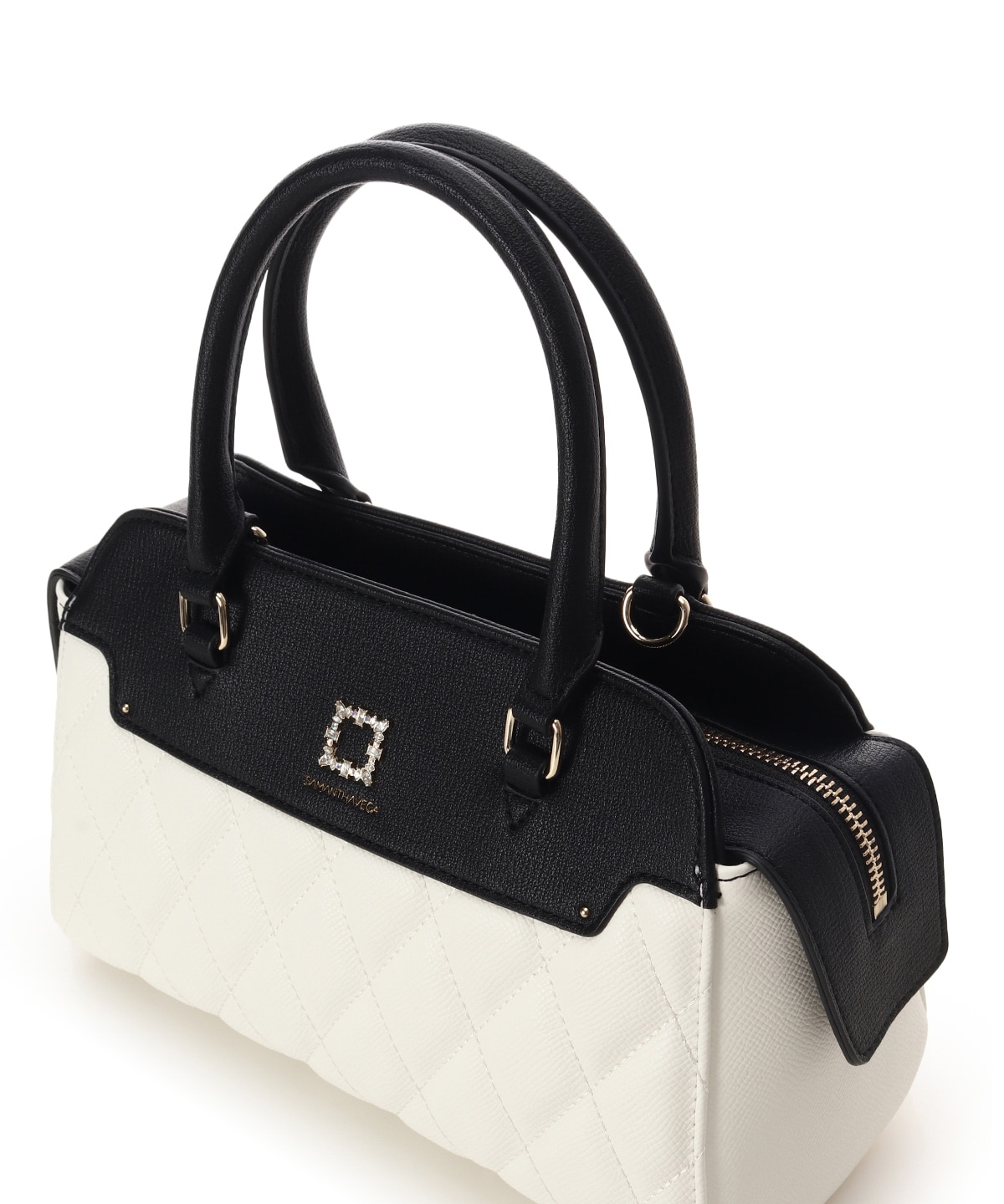 スクエアビジューキルトハンドバッグ