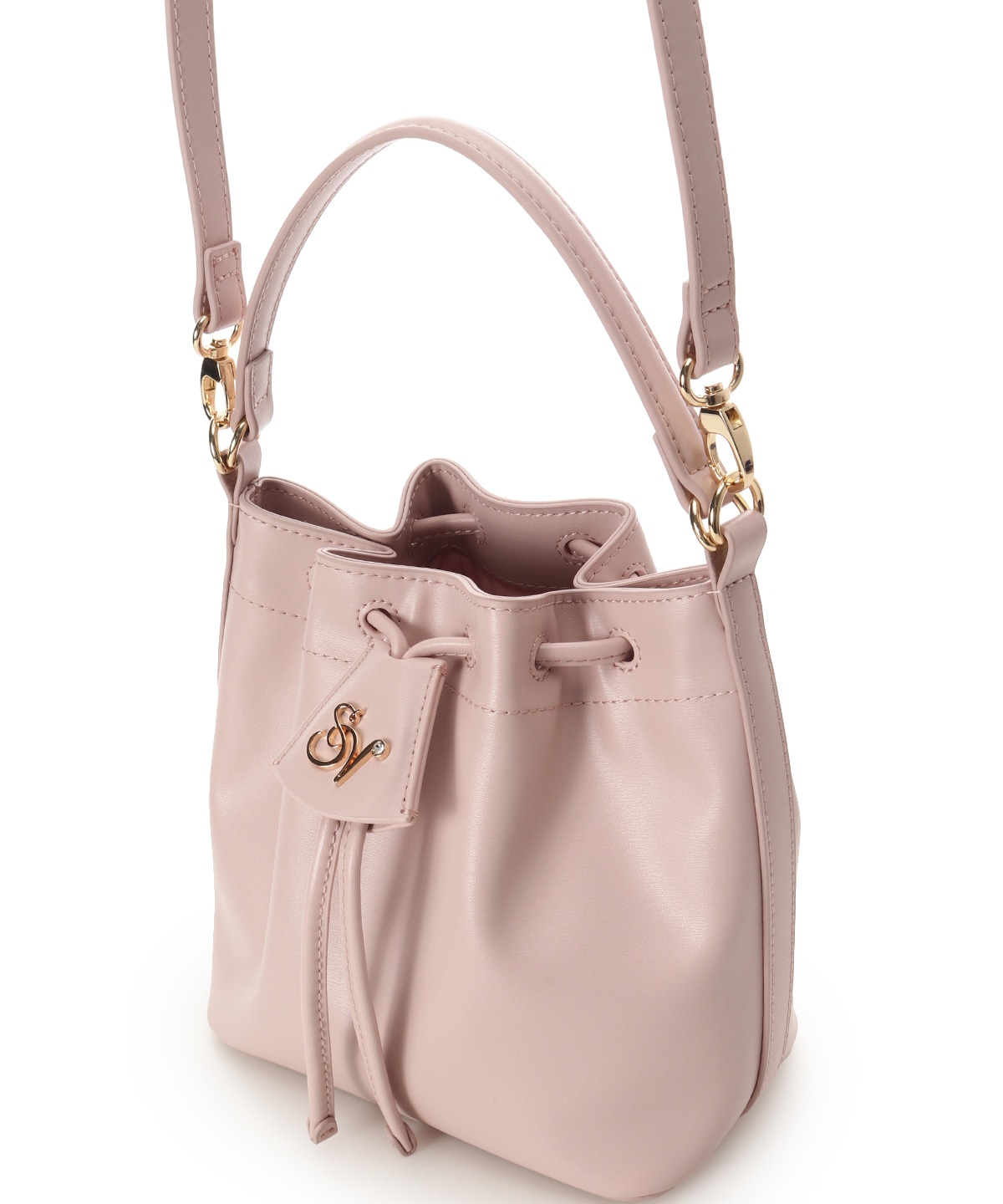 ロゴ金具巾着バッグ