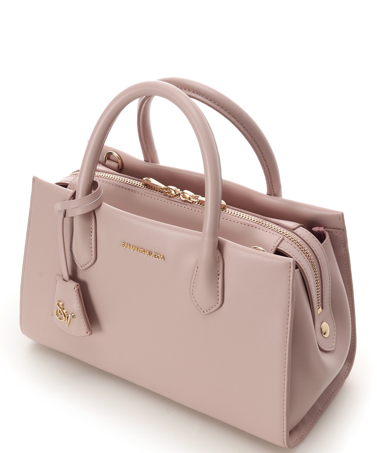 ロゴ金具ハンドバッグ