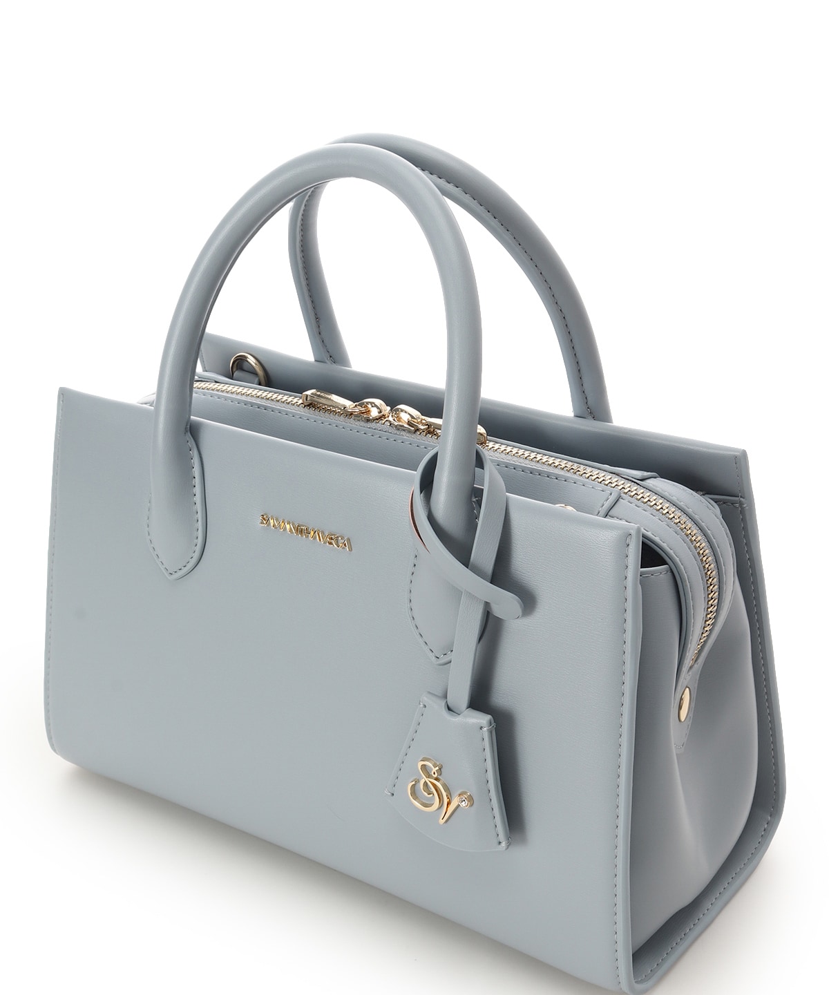 ロゴ金具ハンドバッグ