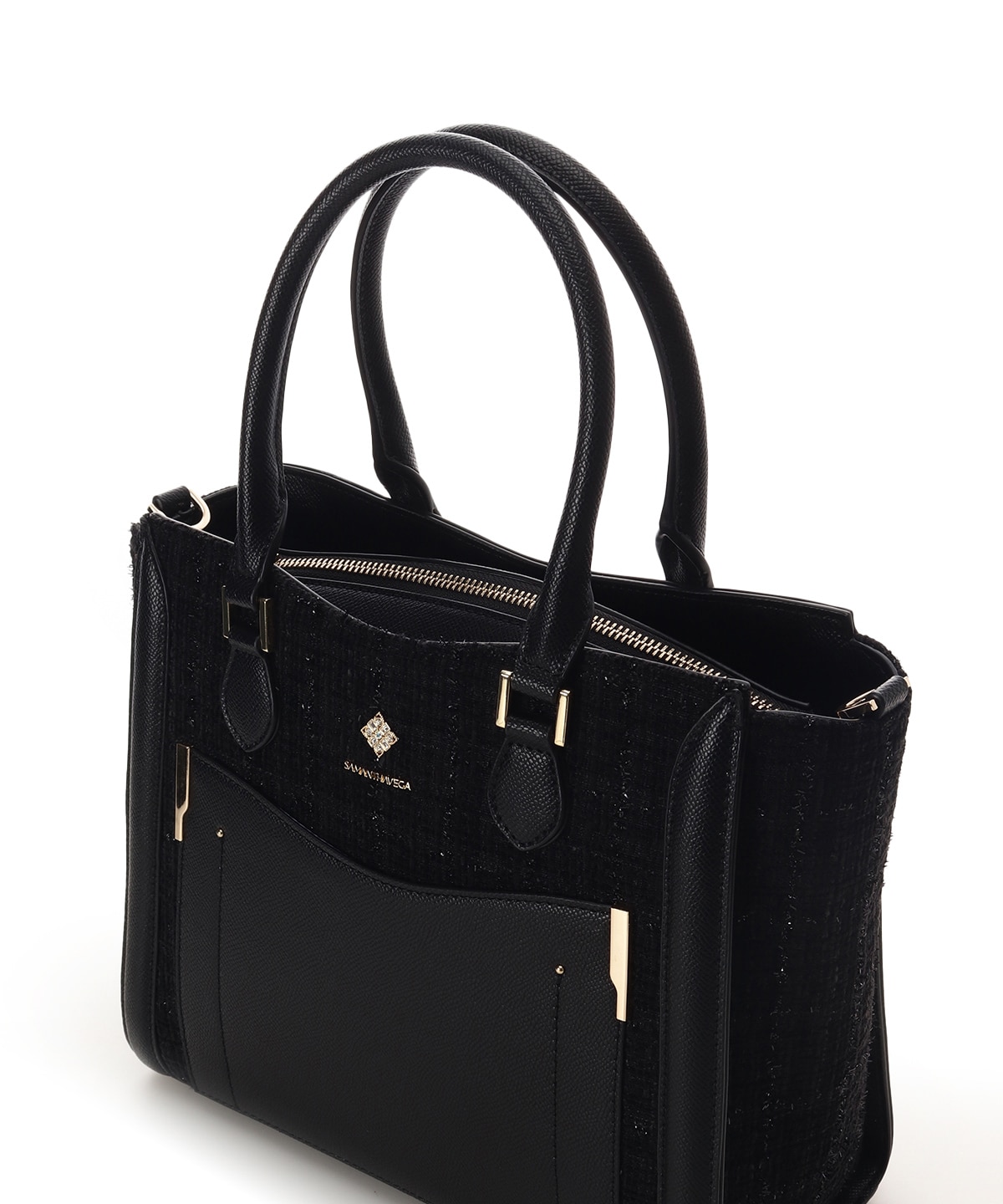 新色ツイードダイヤカットハンドバッグ