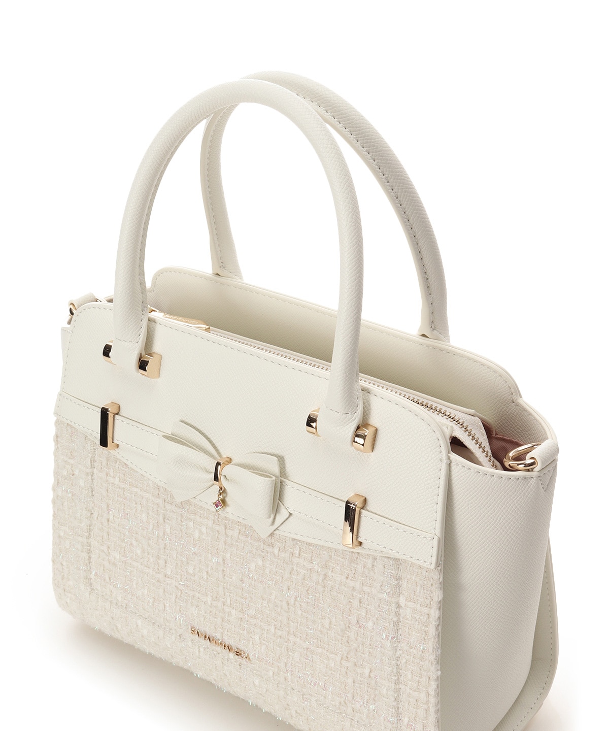 新色ツイードアクセントリボンハンドバッグ