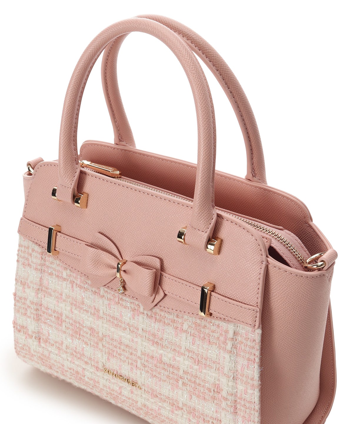 新色ツイードアクセントリボンハンドバッグ