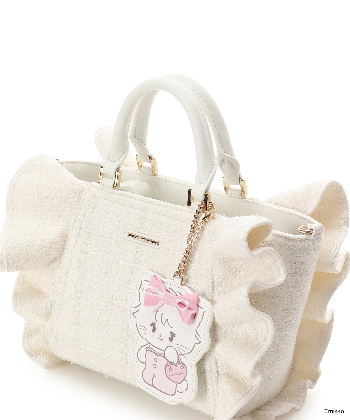 Lil ala mode×SAMANTHAVEGAコレクション ツイードフリルハンドバッグ