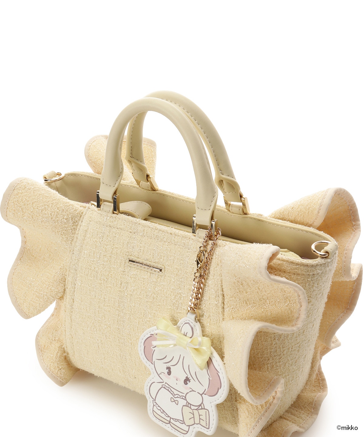 Lil ala mode×SAMANTHAVEGAコレクション ツイードフリルハンドバッグ