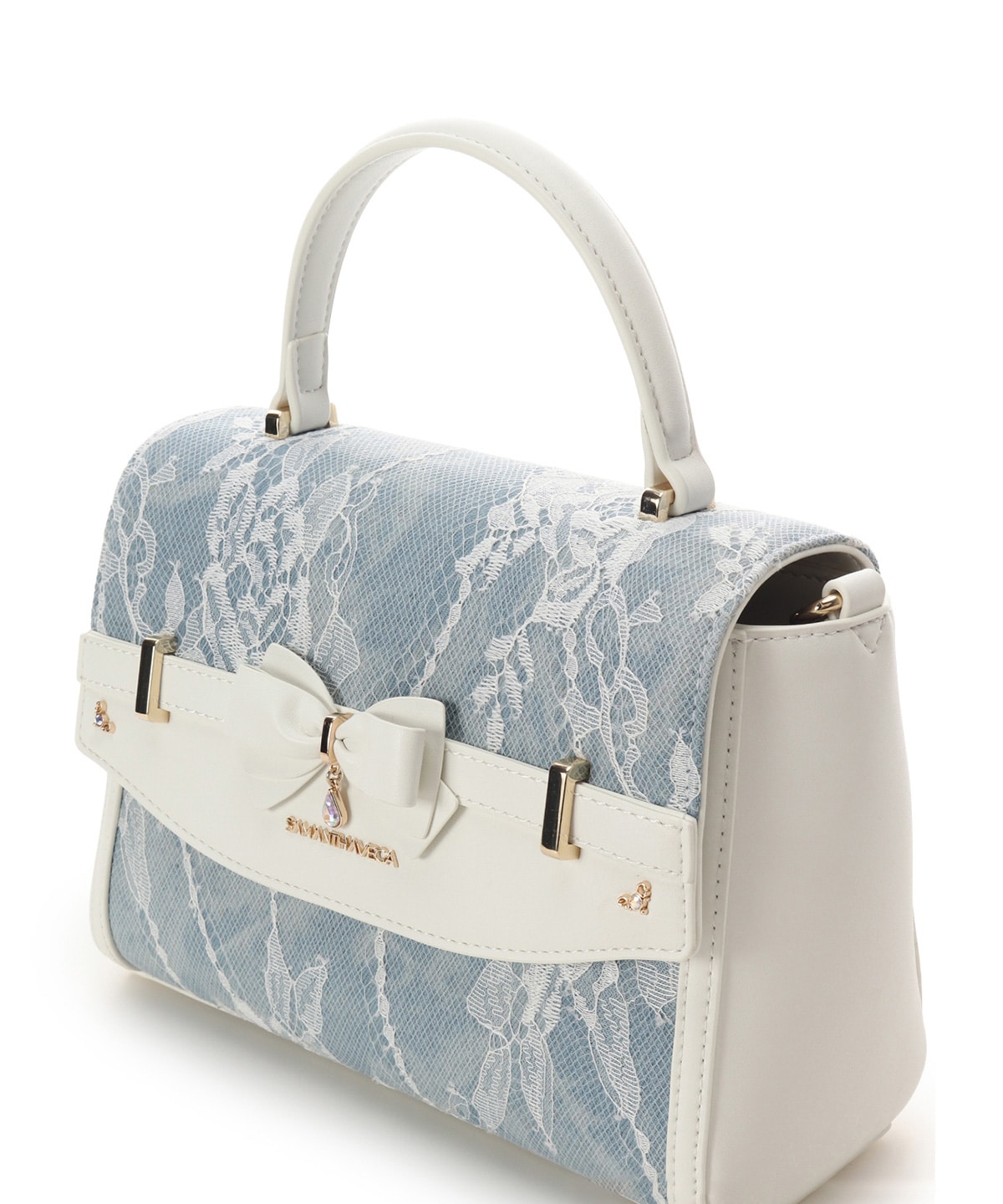 デニム調アクセントリボンショルダーバッグ