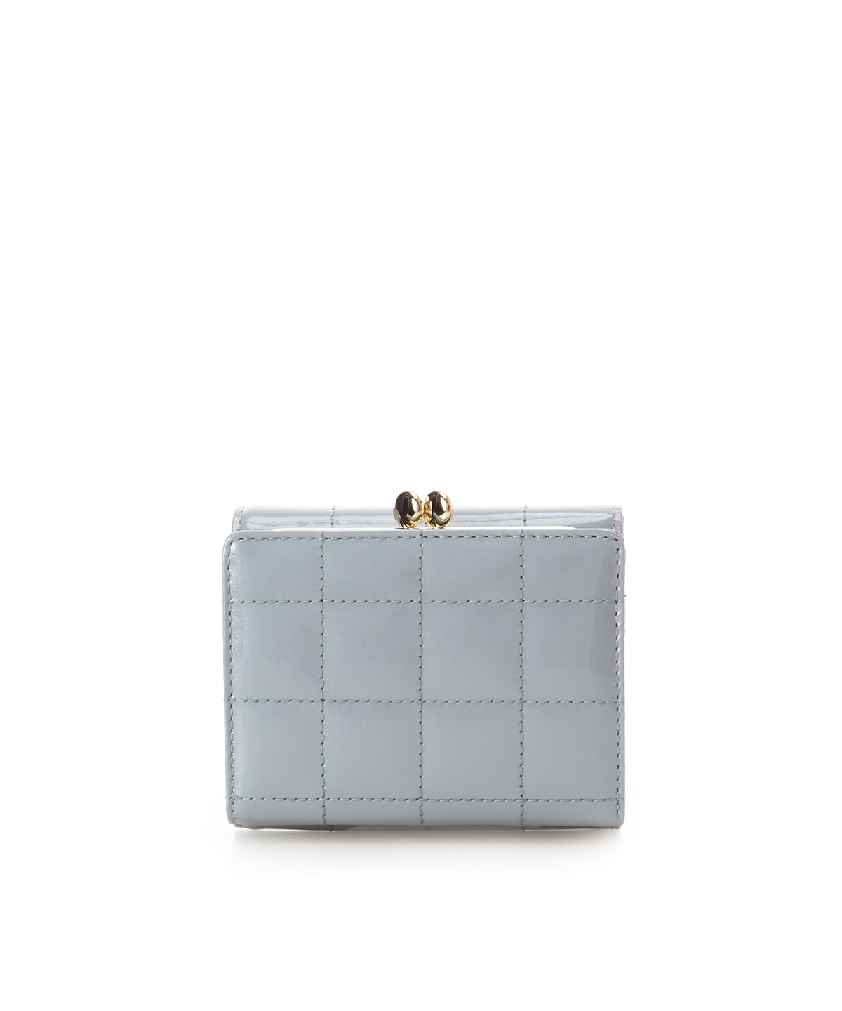 エナメルキルティング がま口折財布