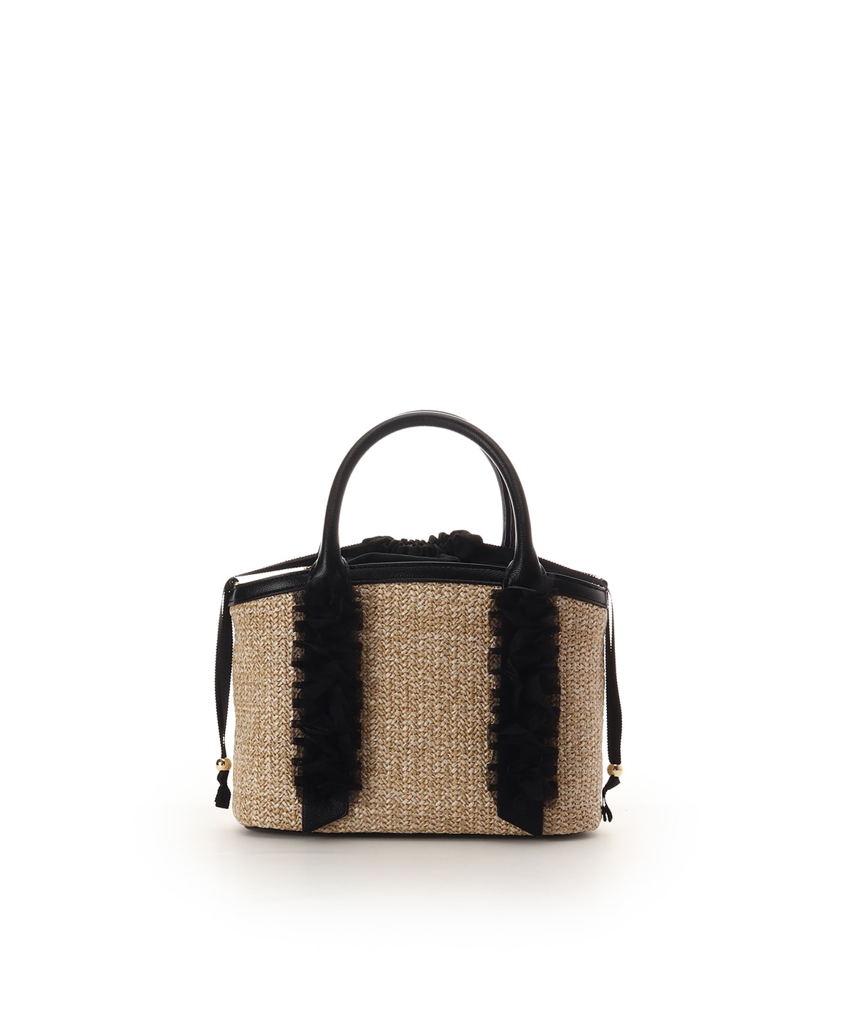 リボンチャーム付き フリルかごバッグ