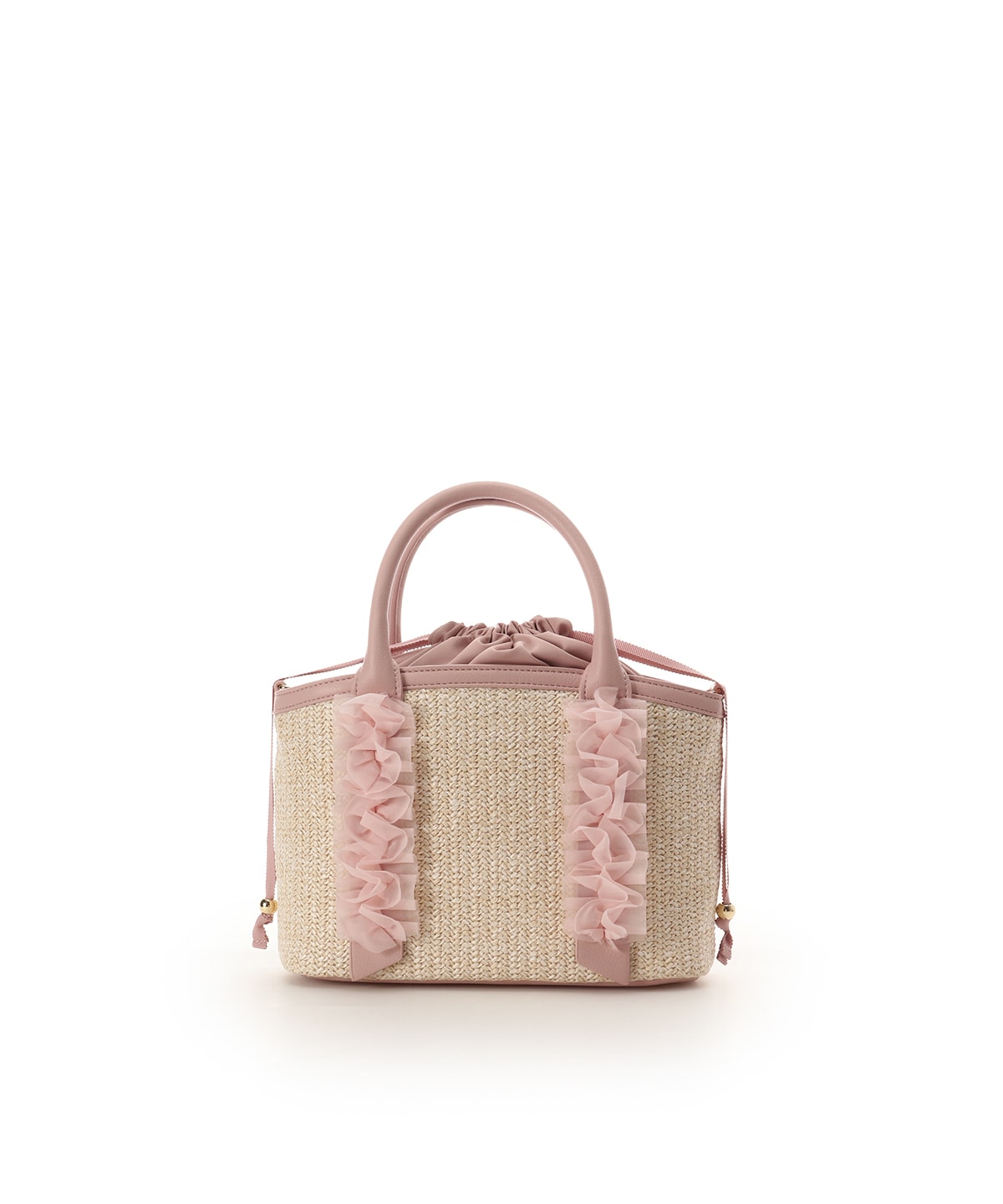 リボンチャーム付き フリルかごバッグ