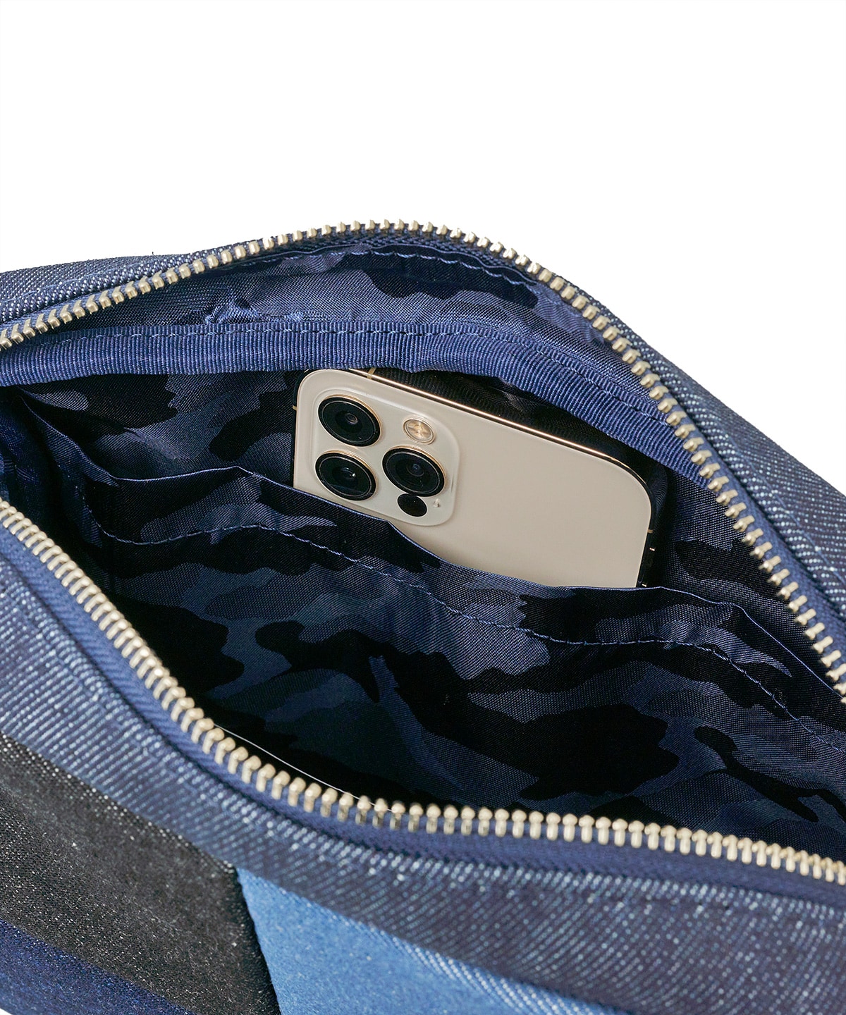 デニムパッチワークショルダーバッグ