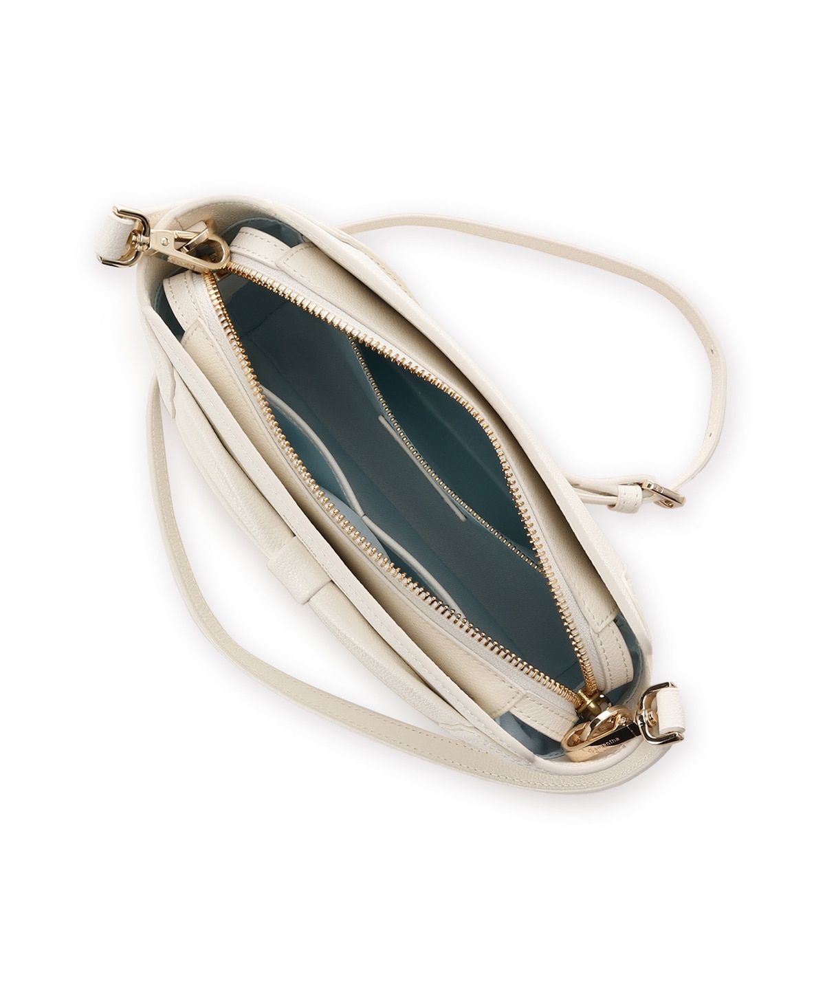 リボンモチーフ スプリットレザーショルダーバッグ