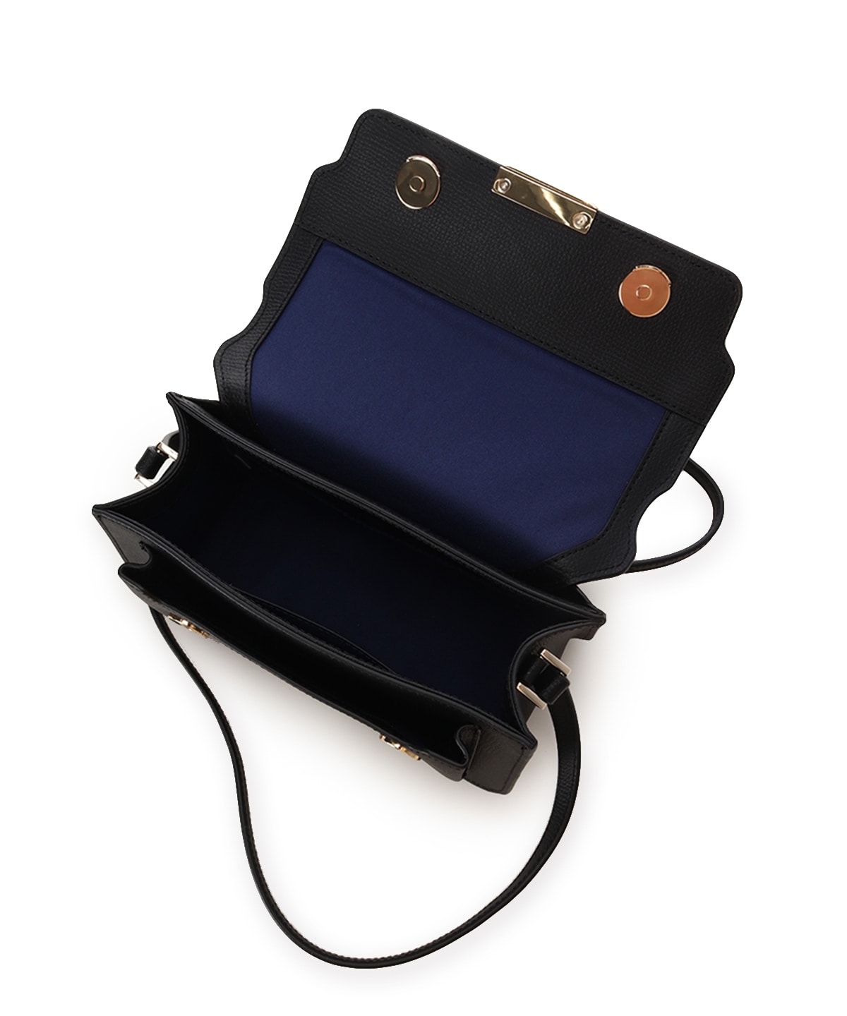 リボンモチーフ金具スプリットレザーショルダーバッグ