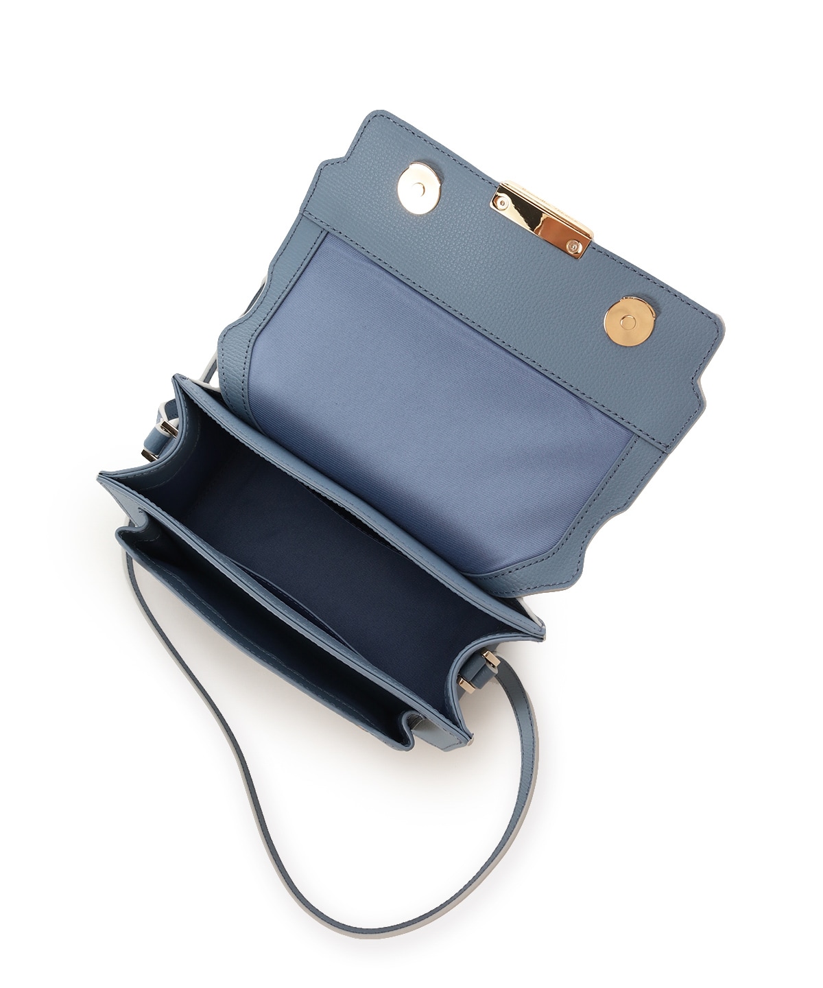 リボンモチーフ金具スプリットレザーショルダーバッグ