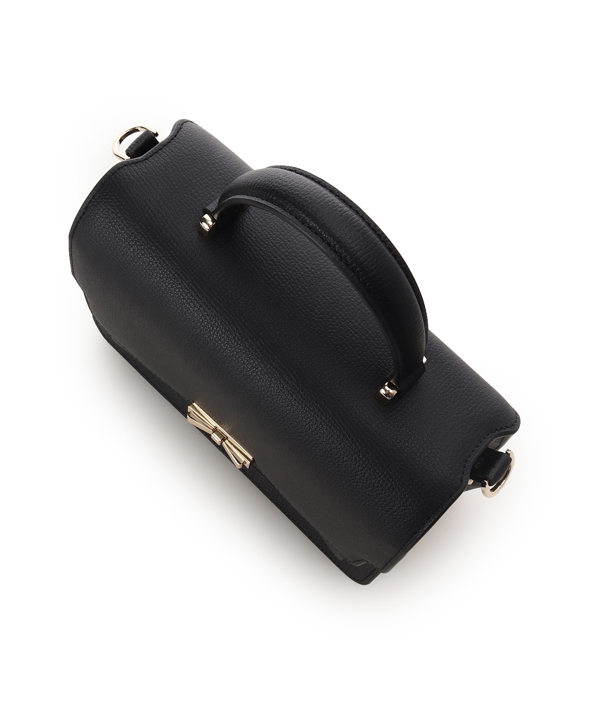 リボンモチーフ金具スプリットレザーワンハンドルバッグ